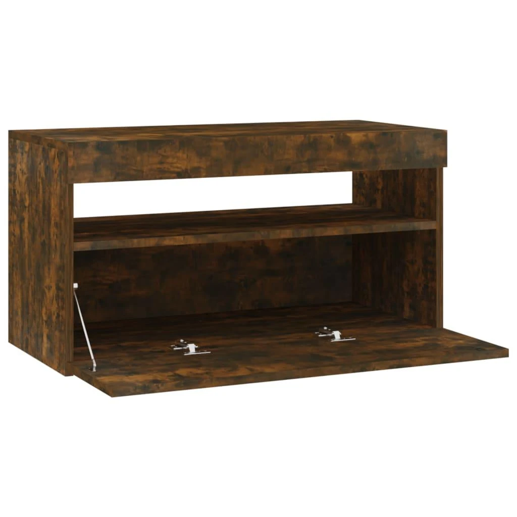 TV staliukas Televizoriaus spintelė su LED, dūminio ąžuolo, 75x35x40cm