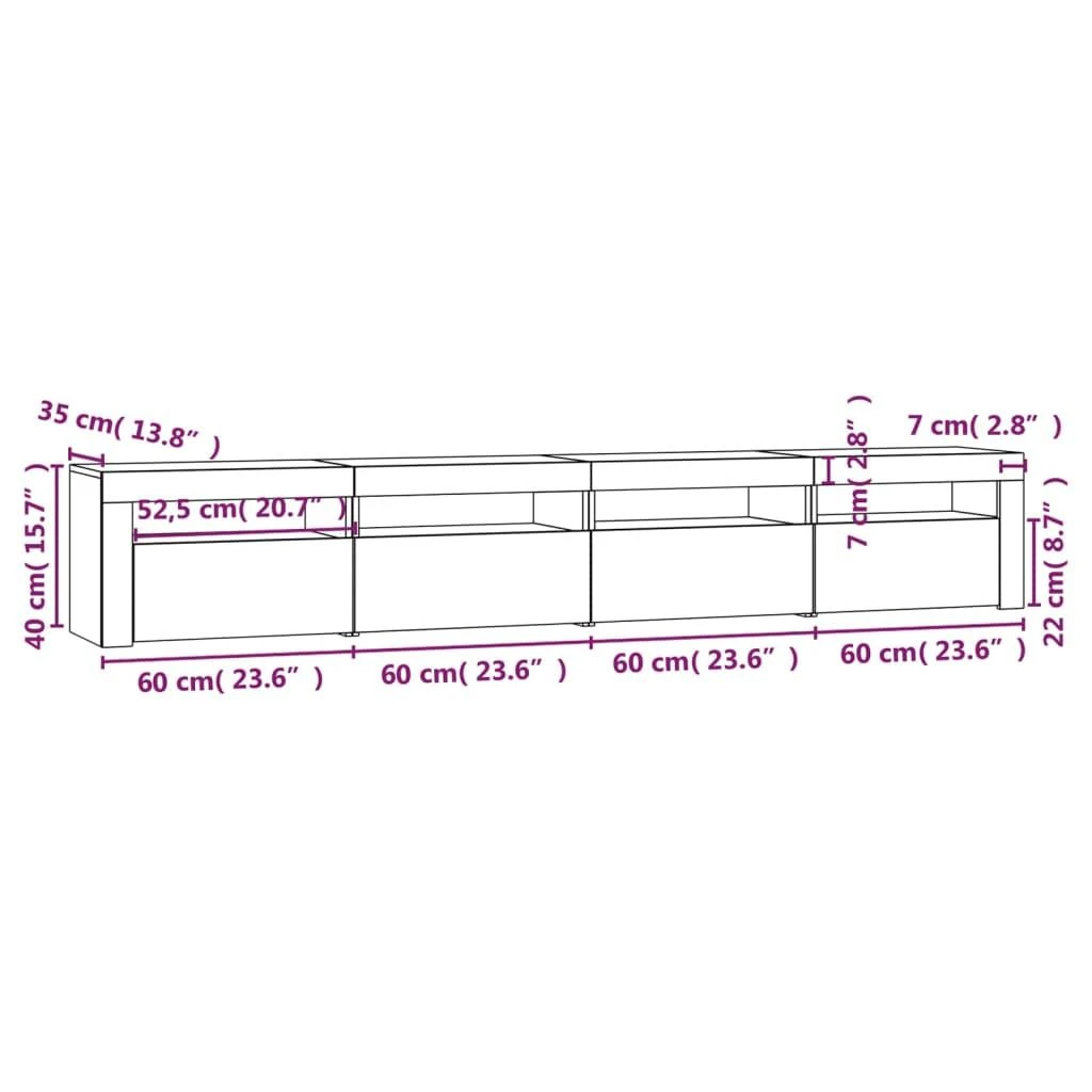 TV staliukas Televizoriaus spintelė su LED, dūminio ąžuolo, 240x35x40cm