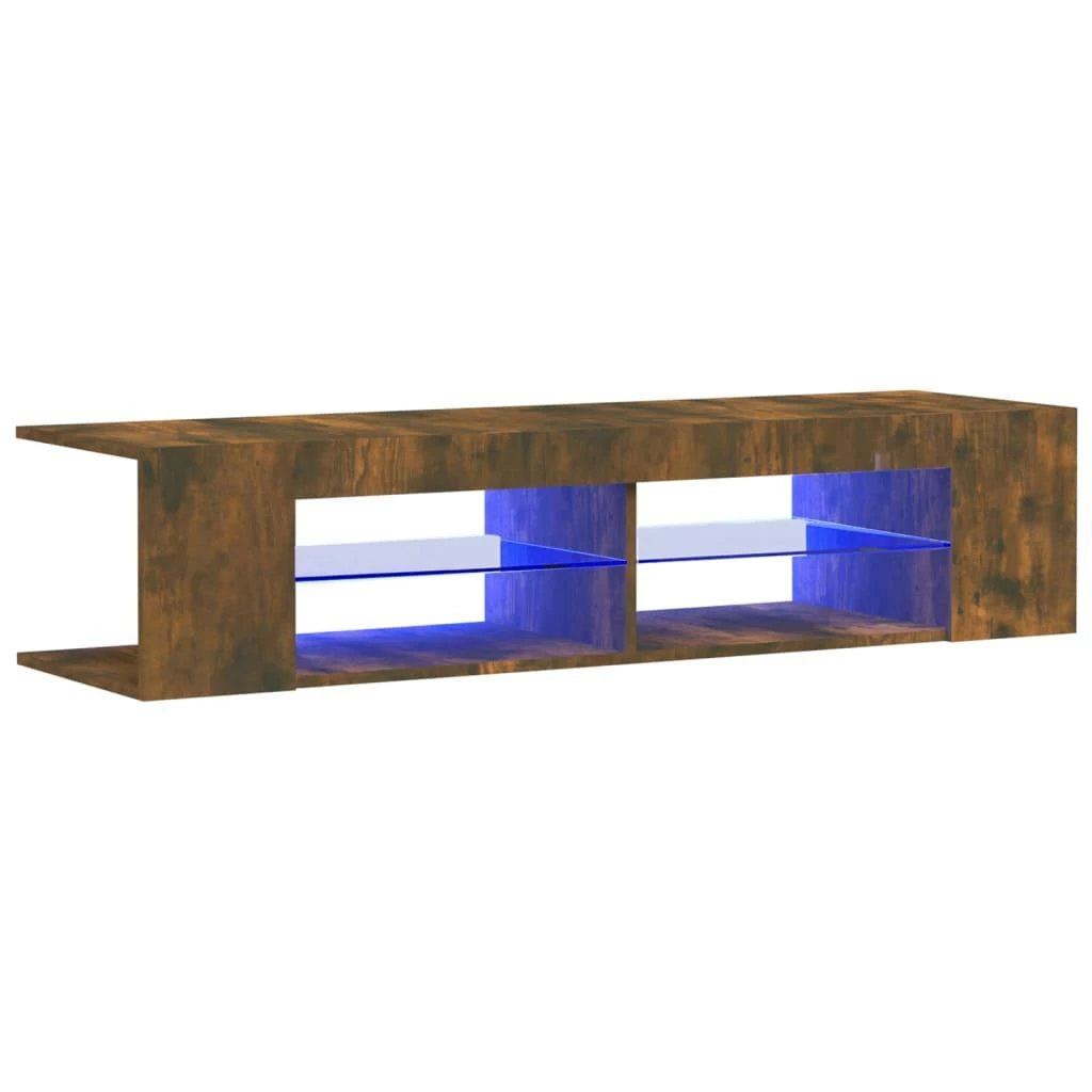 TV staliukas Televizoriaus spintelė su LED, dūminio ąžuolo, 135x39x30cm