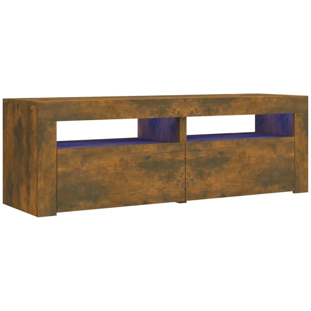 TV staliukas Televizoriaus spintelė su LED, dūminio ąžuolo, 120x35x40cm