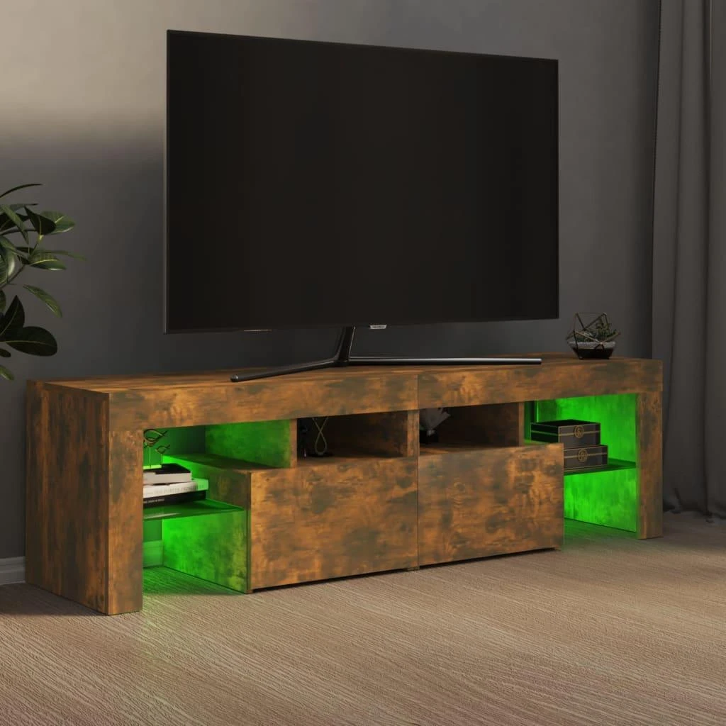 TV staliukas Televizoriaus spintelė su LED, dūminio ąžuolo, 140x36,5x40cm