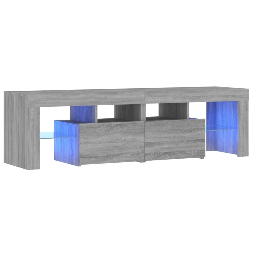 TV staliukas Televizoriaus spintelė su LED, pilka ąžuolo, 140x36,5x40cm