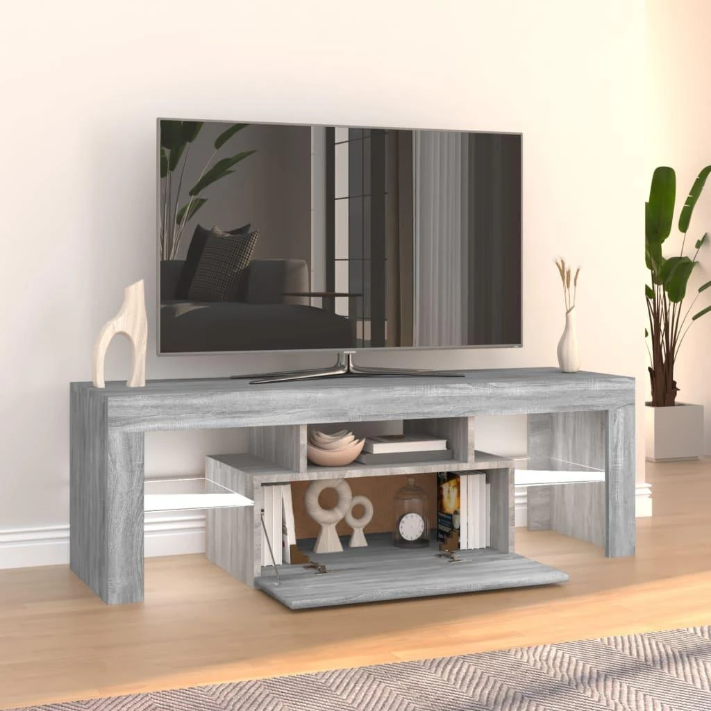 TV staliukas Televizoriaus spintelė su LED, pilka ąžuolo, 120x35x40cm