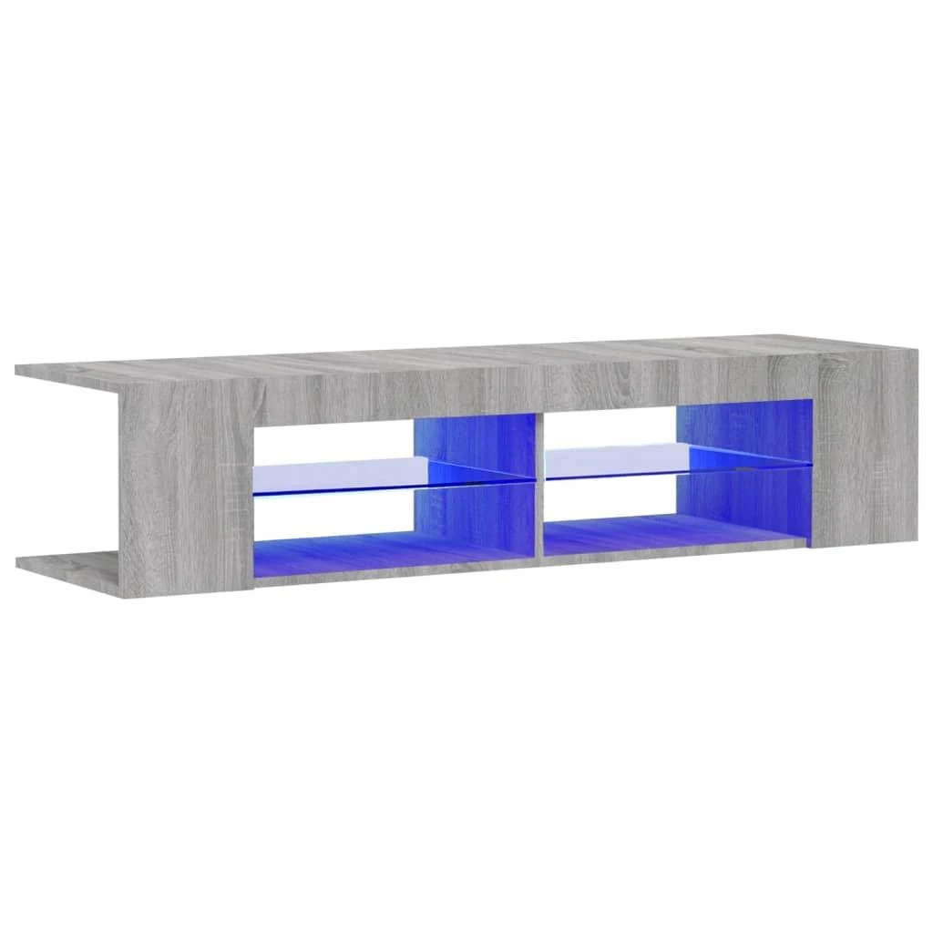 TV staliukas Televizoriaus spintelė su LED, pilka ąžuolo, 135x39x30cm
