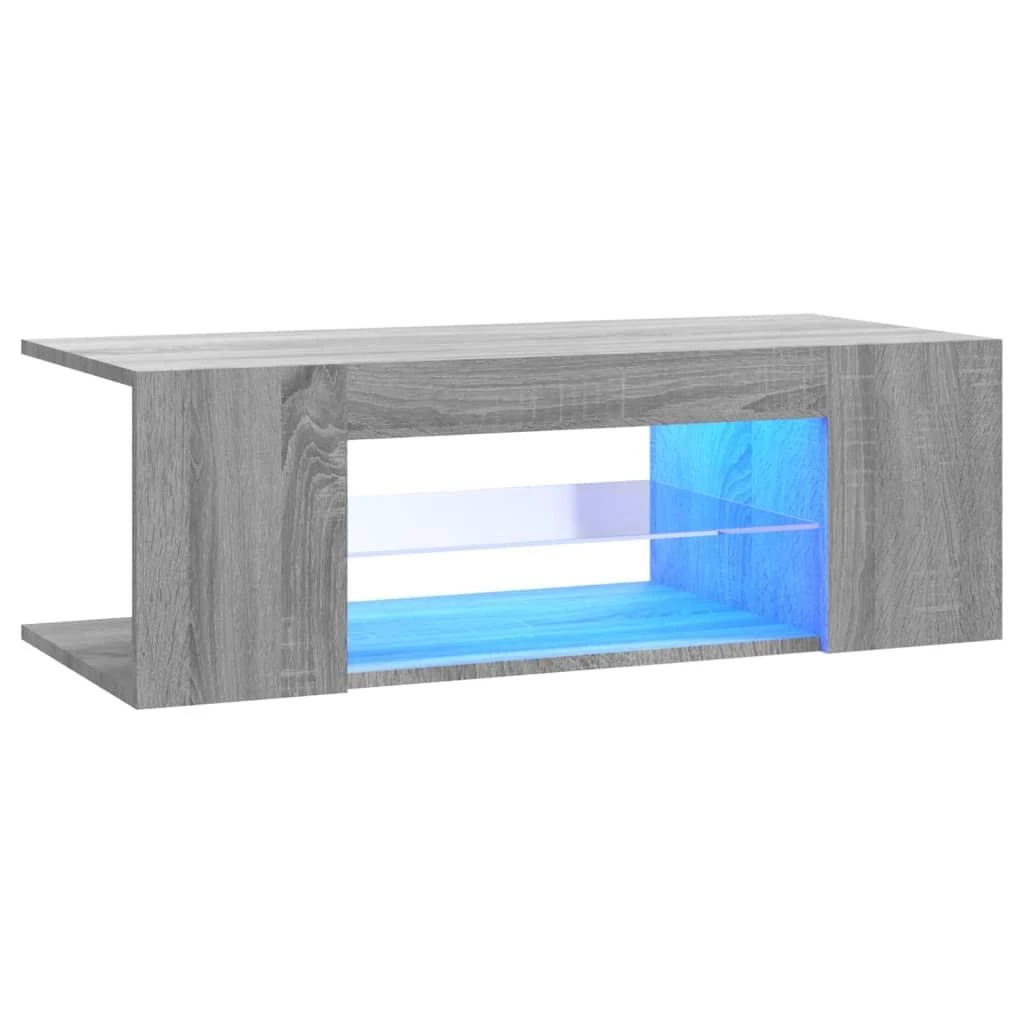 TV staliukas Televizoriaus spintelė su LED, pilka ąžuolo, 90x39x30cm