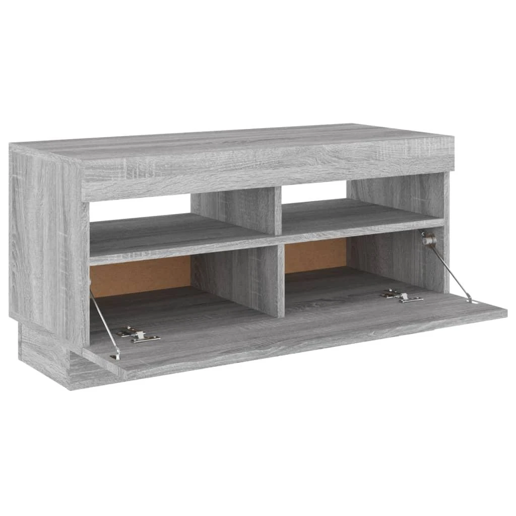 TV staliukas Televizoriaus spintelė su LED, pilka ąžuolo, 80x35x40cm