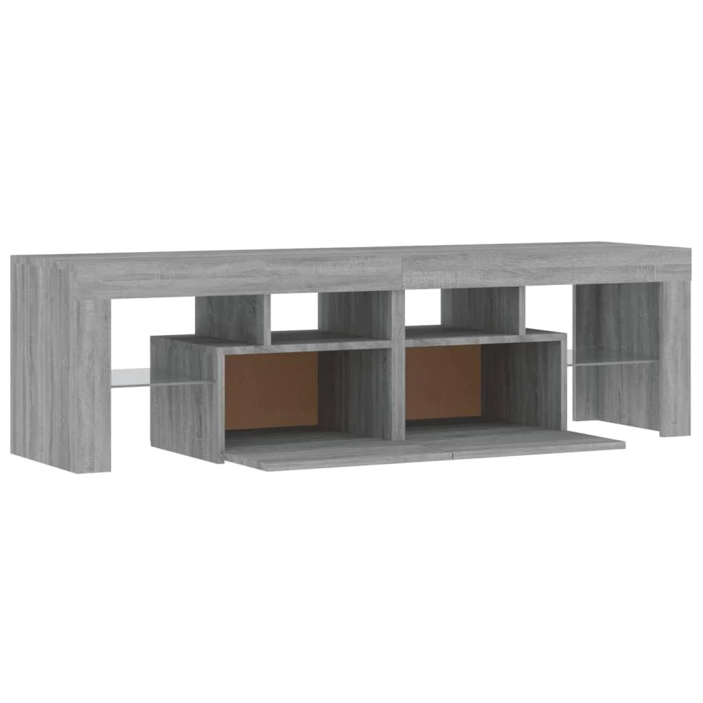 TV staliukas Televizoriaus spintelė su LED, pilka ąžuolo, 140x36,5x40cm