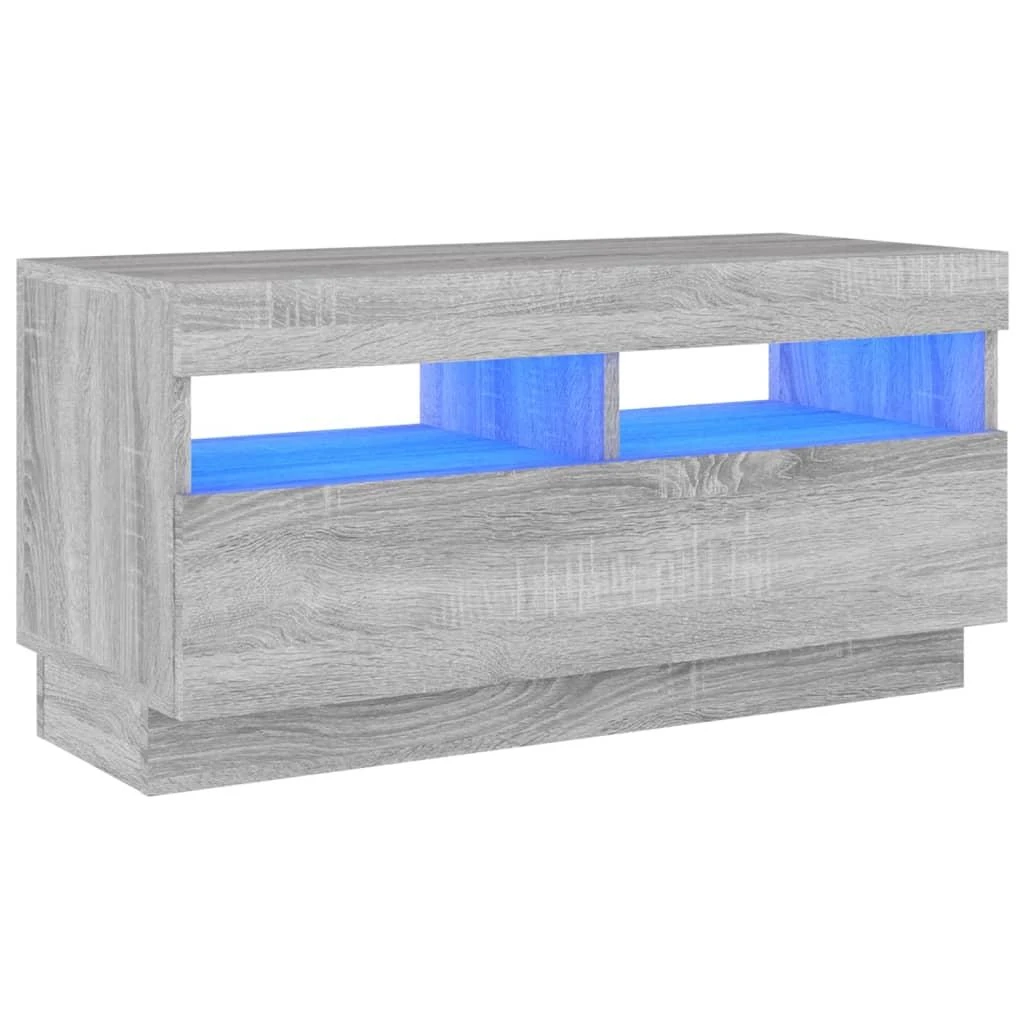 TV staliukas Televizoriaus spintelė su LED, pilka ąžuolo, 80x35x40cm