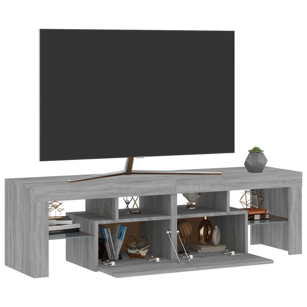 TV staliukas Televizoriaus spintelė su LED, pilka ąžuolo, 140x36,5x40cm