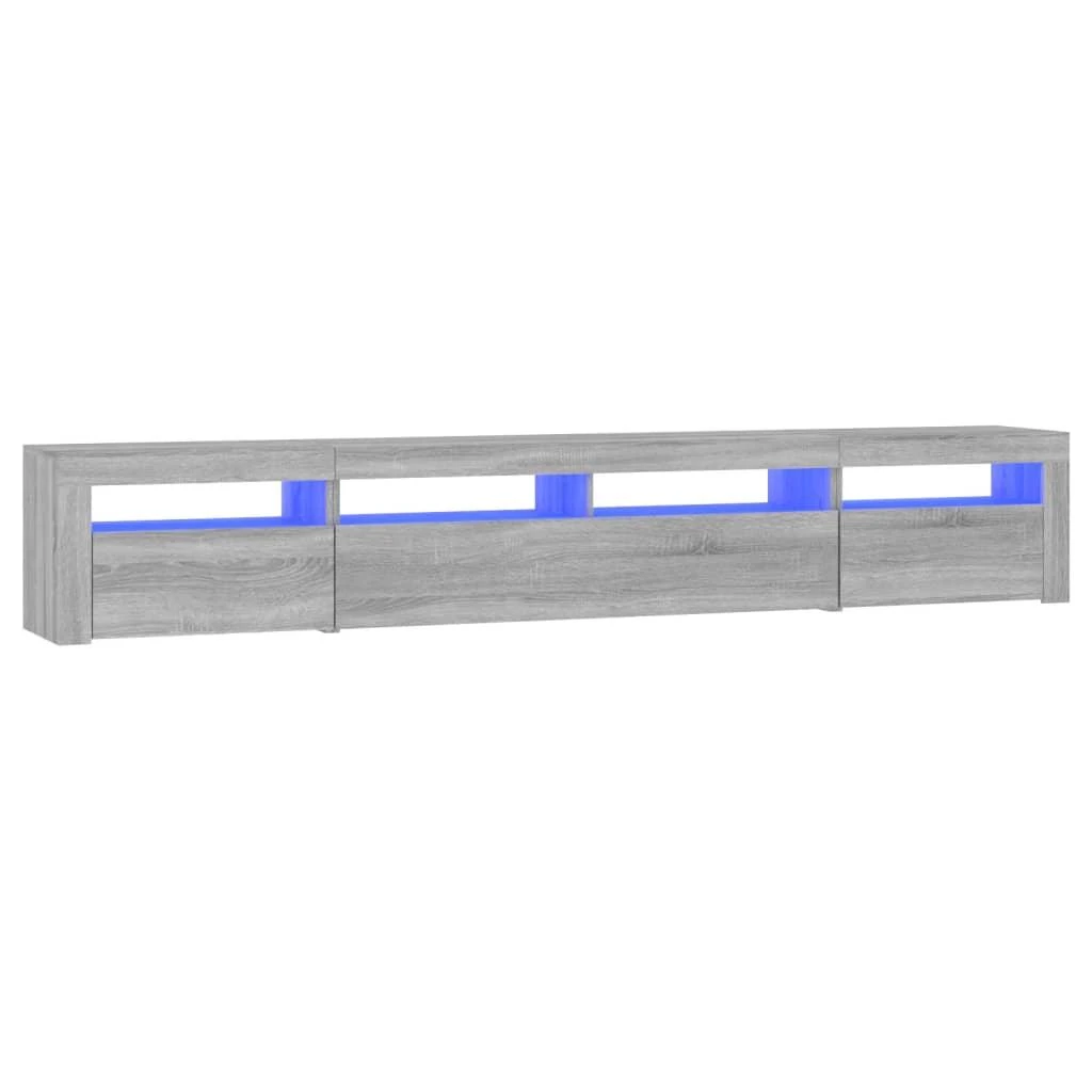 TV staliukas Televizoriaus spintelė su LED, pilka ąžuolo, 240x35x40cm