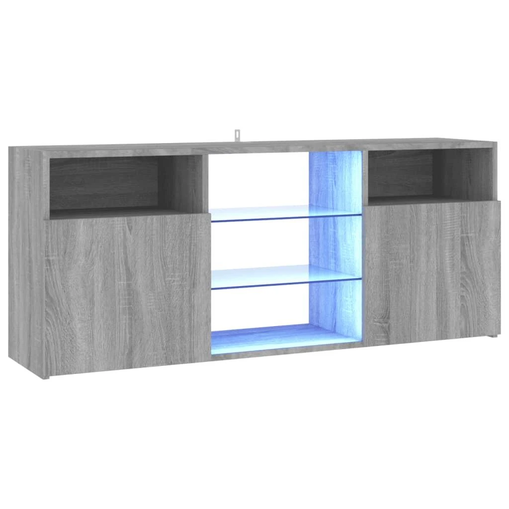 TV staliukas Televizoriaus spintelė su LED, pilka ąžuolo, 120x30x50cm