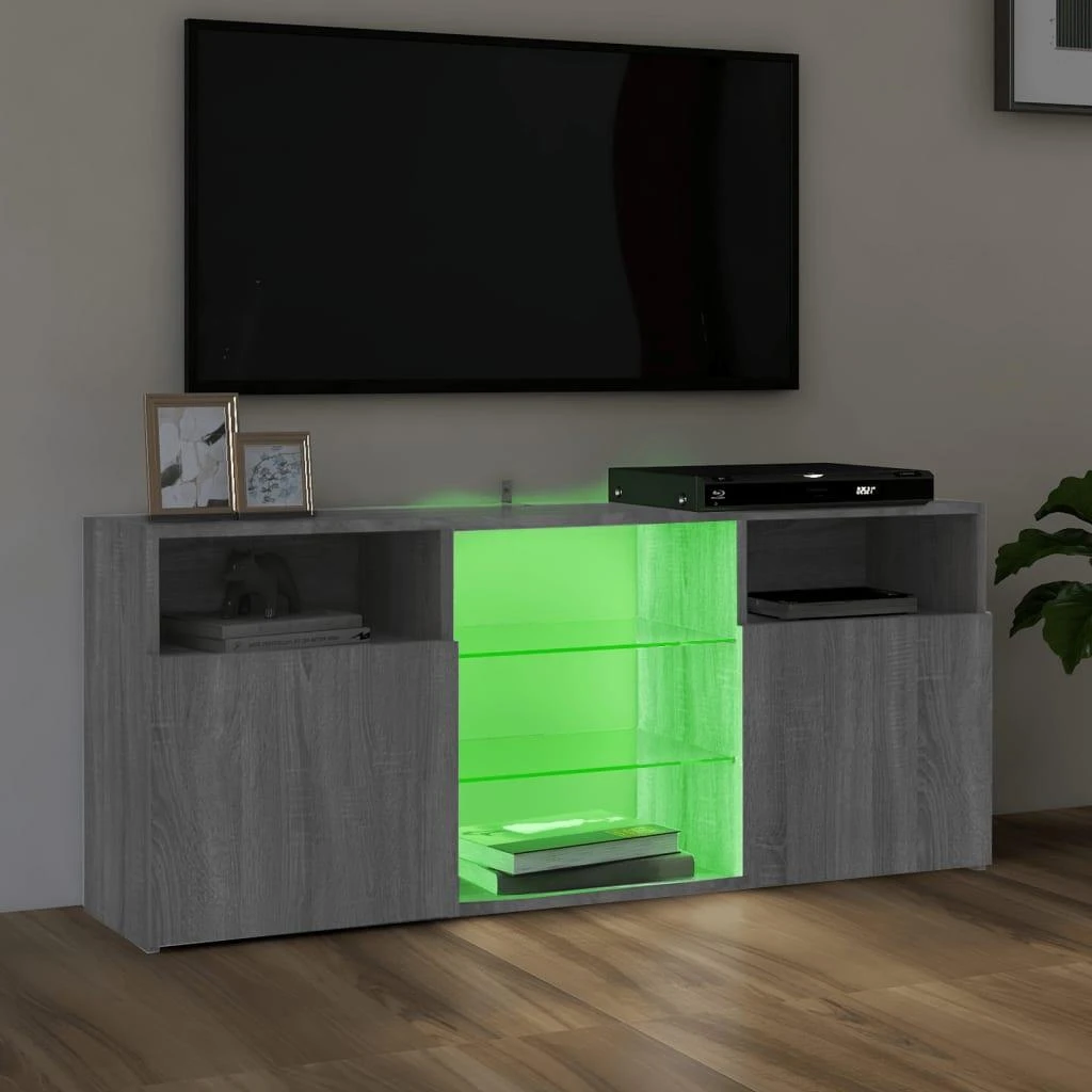 TV staliukas Televizoriaus spintelė su LED, pilka ąžuolo, 120x30x50cm