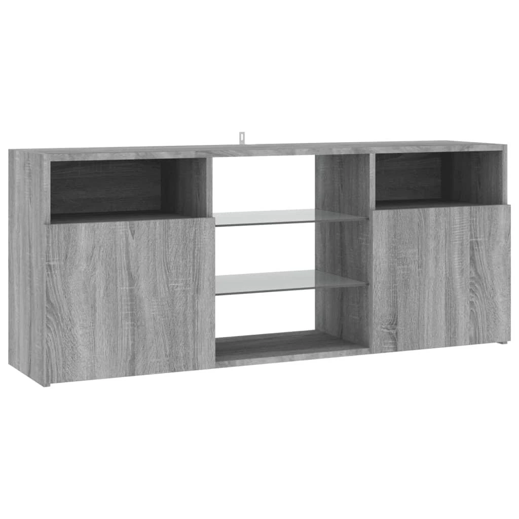 TV staliukas Televizoriaus spintelė su LED, pilka ąžuolo, 120x30x50cm