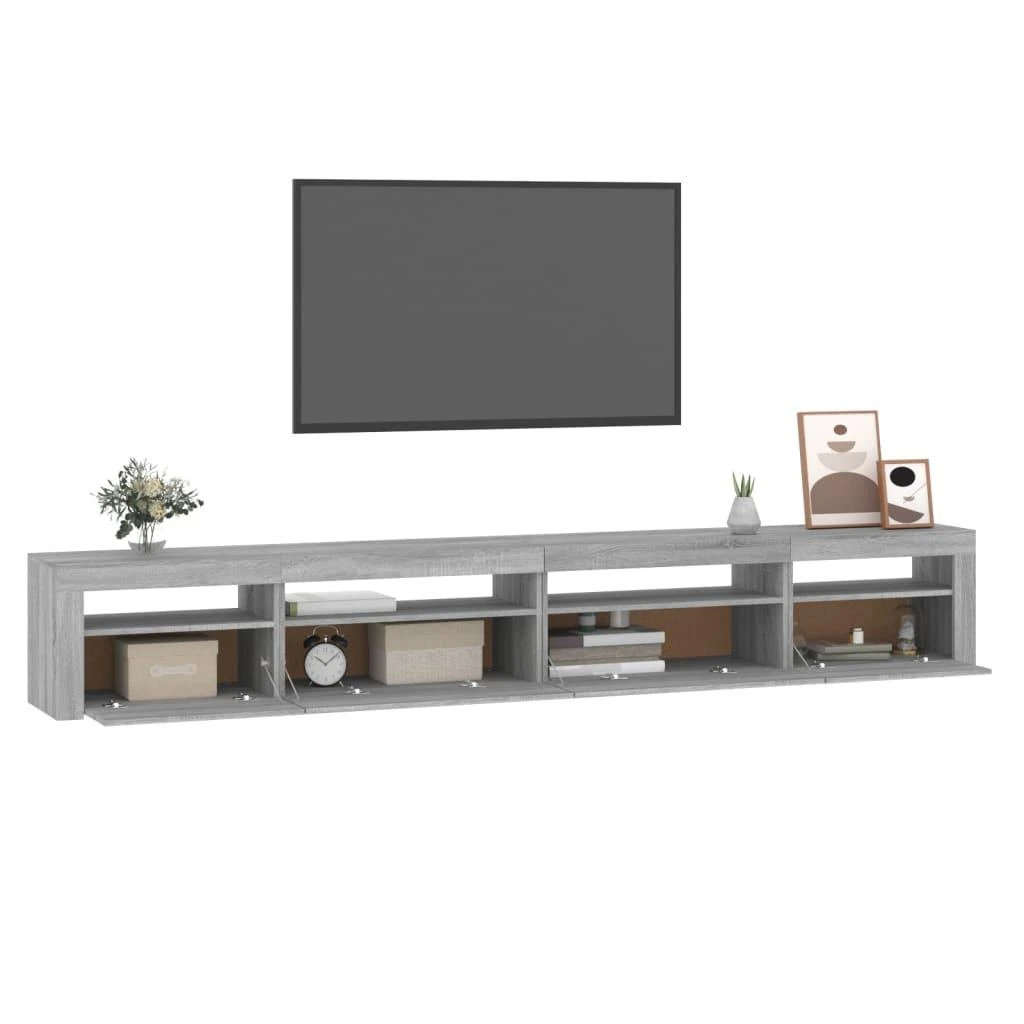 TV staliukas Televizoriaus spintelė su LED, pilka ąžuolo, 270x35x40cm