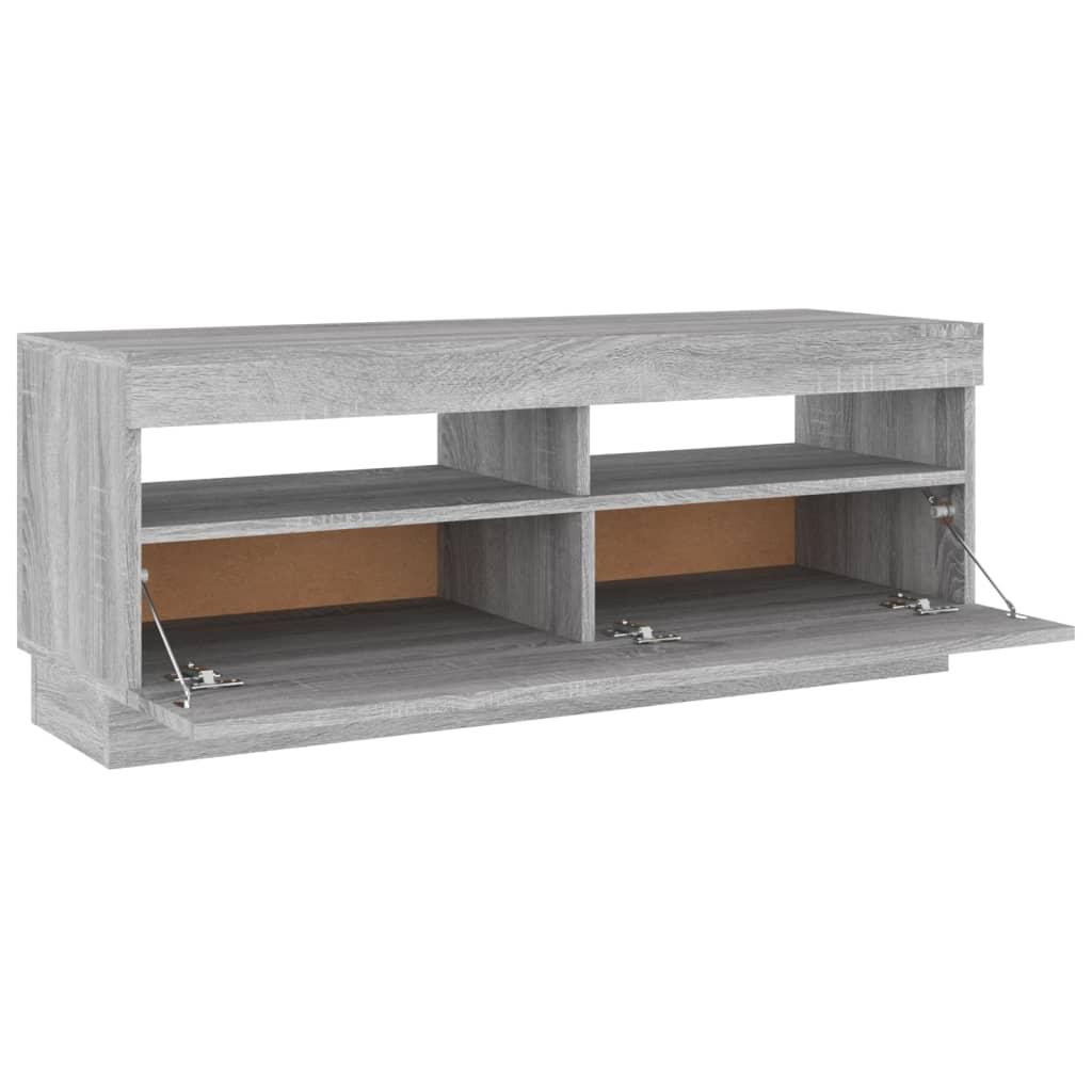TV staliukas Televizoriaus spintelė su LED, pilka ąžuolo, 100x35x40cm
