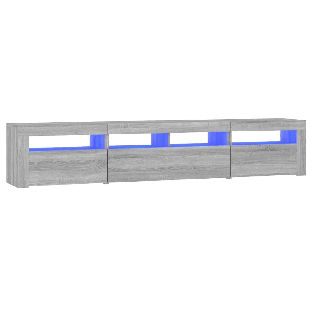TV staliukas Televizoriaus spintelė su LED, pilka ąžuolo, 210x35x40cm
