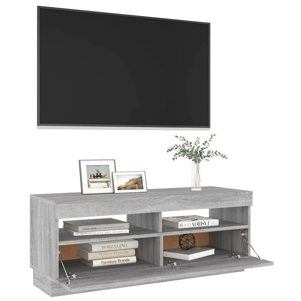 TV staliukas Televizoriaus spintelė su LED, pilka ąžuolo, 100x35x40cm
