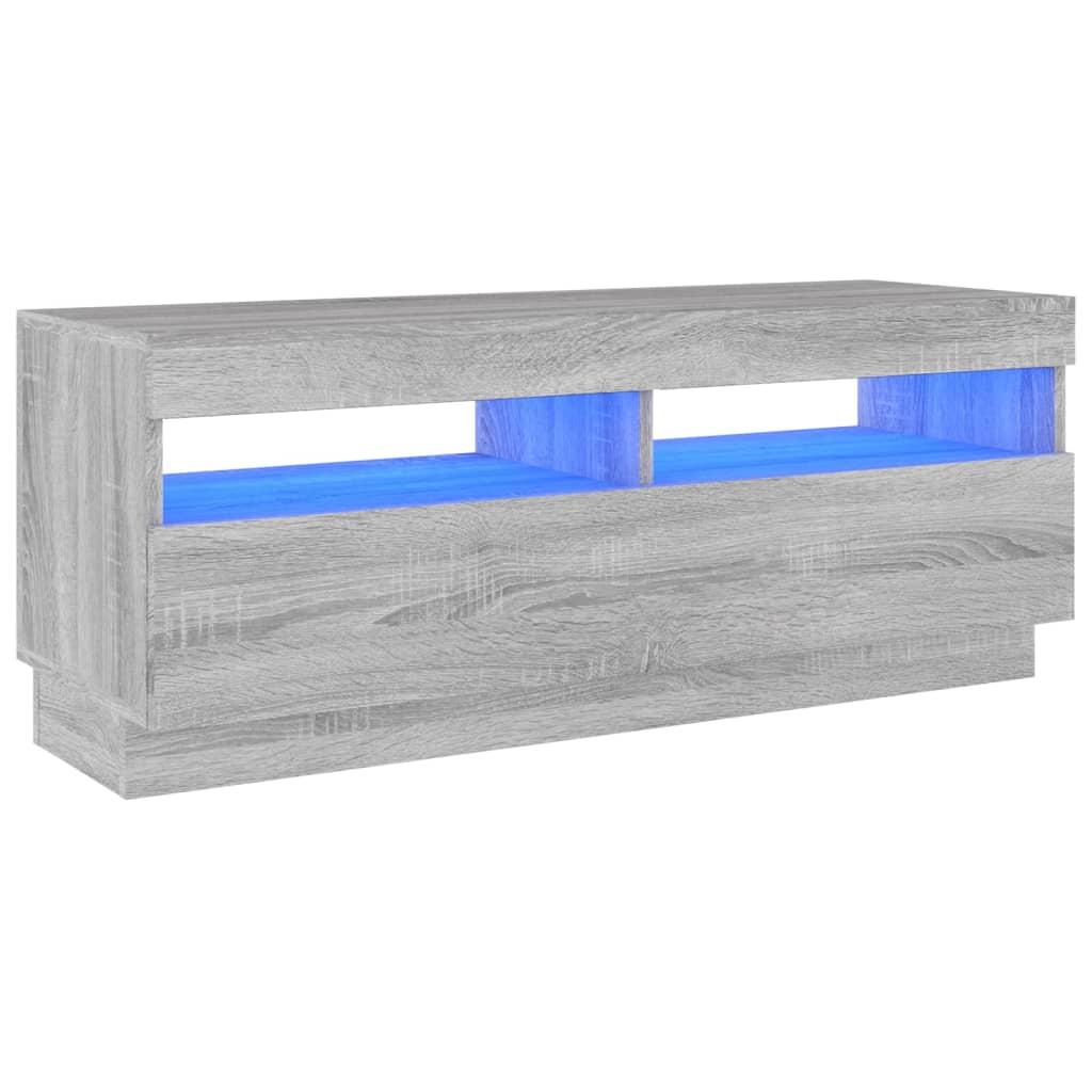TV staliukas Televizoriaus spintelė su LED, pilka ąžuolo, 100x35x40cm