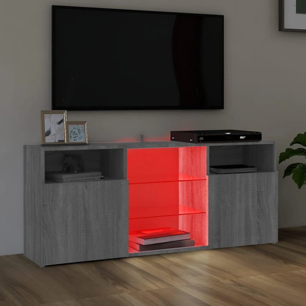 TV staliukas Televizoriaus spintelė su LED, pilka ąžuolo, 120x30x50cm