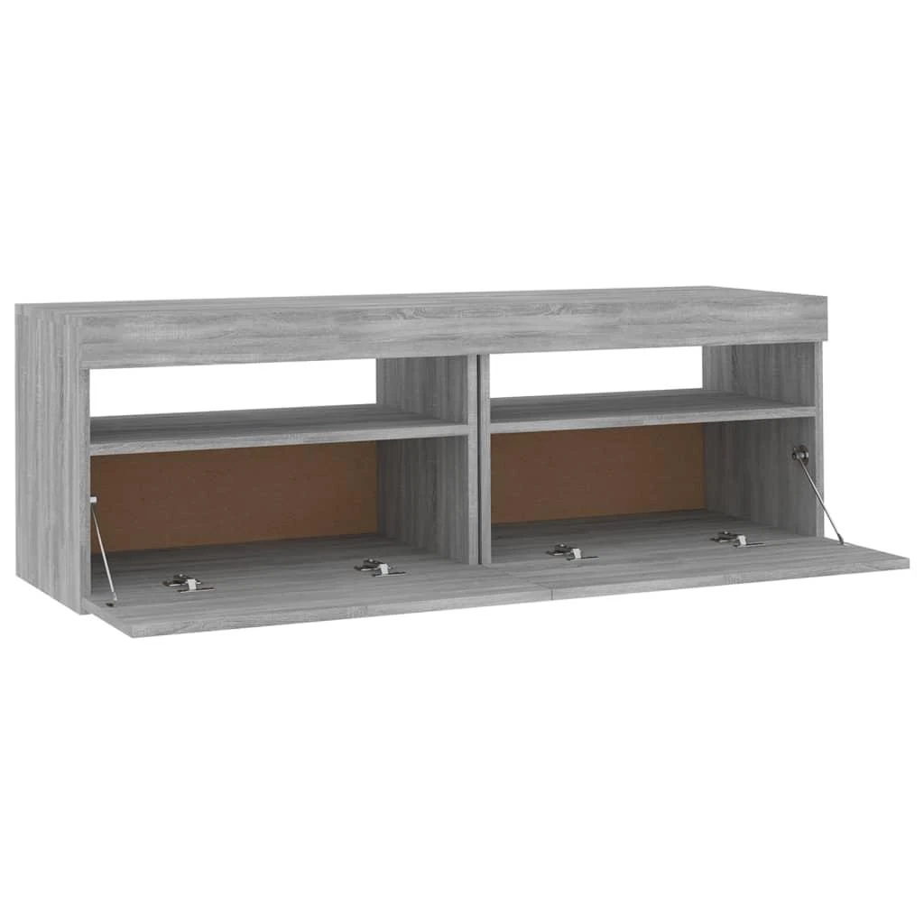 TV staliukas Televizoriaus spintelė su LED, pilka ąžuolo, 120x35x40cm