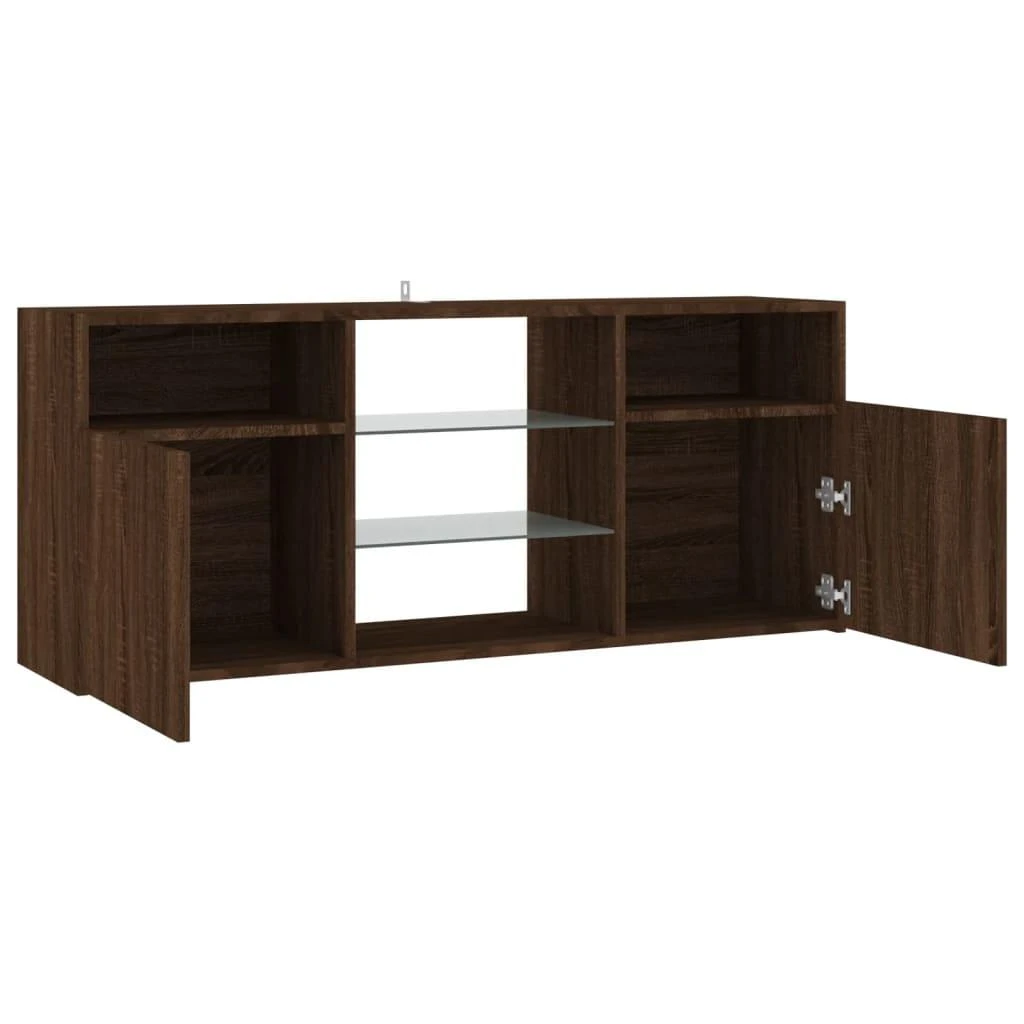TV staliukas Televizoriaus spintelė su LED, ruda ąžuolo, 120x30x50cm