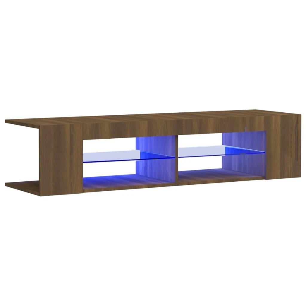 TV staliukas Televizoriaus spintelė su LED, ruda ąžuolo, 135x39x30cm