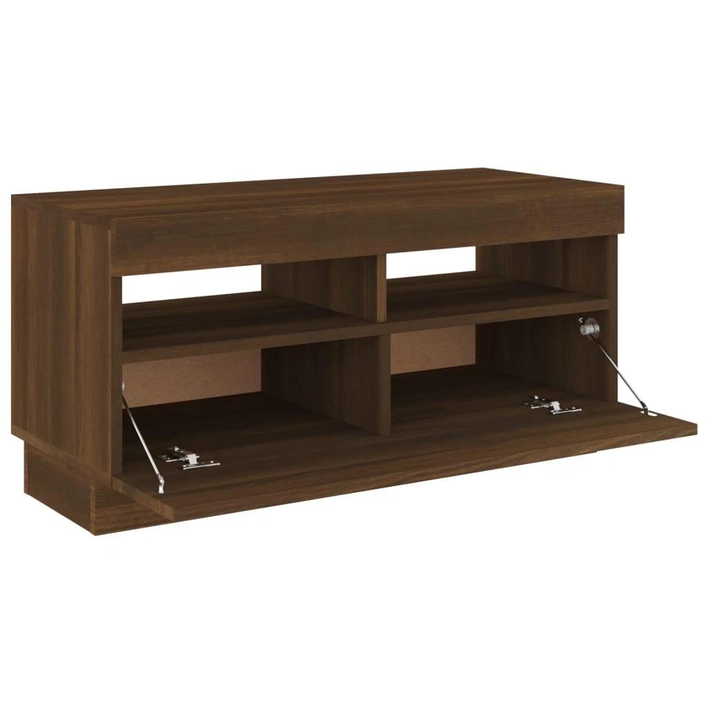 TV staliukas Televizoriaus spintelė su LED, ruda ąžuolo, 80x35x40cm