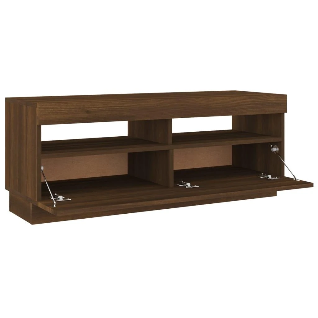 TV staliukas Televizoriaus spintelė su LED, ruda ąžuolo, 100x35x40cm