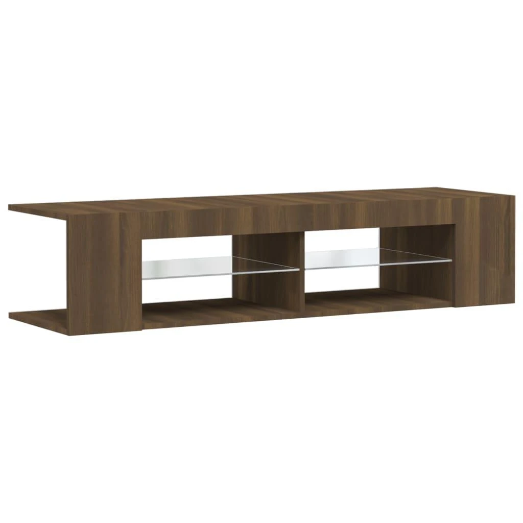 TV staliukas Televizoriaus spintelė su LED, ruda ąžuolo, 135x39x30cm
