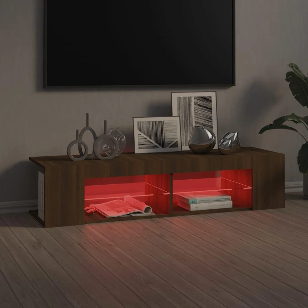 TV staliukas Televizoriaus spintelė su LED, ruda ąžuolo, 135x39x30cm