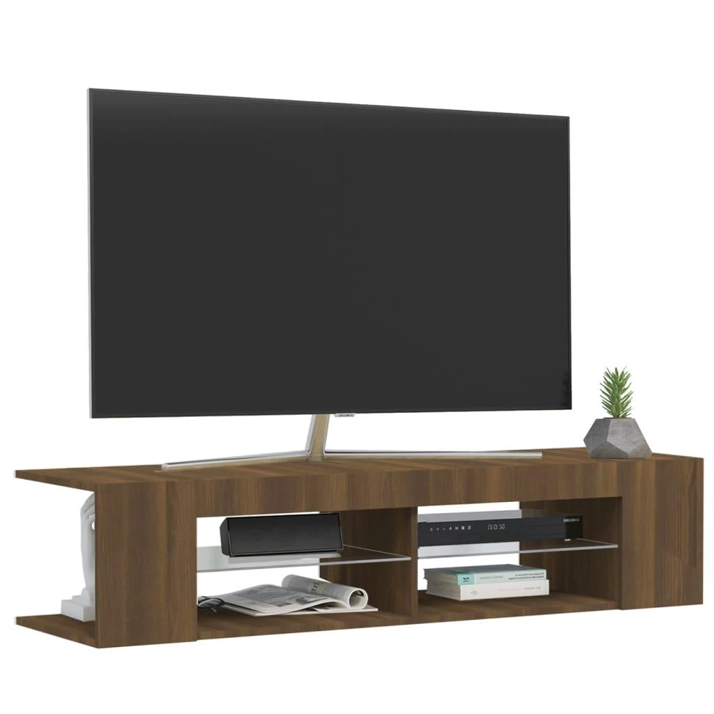 TV staliukas Televizoriaus spintelė su LED, ruda ąžuolo, 135x39x30cm