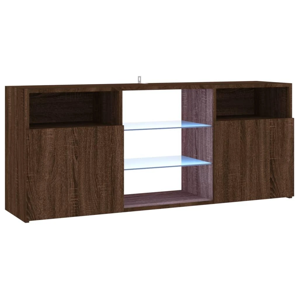 TV staliukas Televizoriaus spintelė su LED, ruda ąžuolo, 120x30x50cm