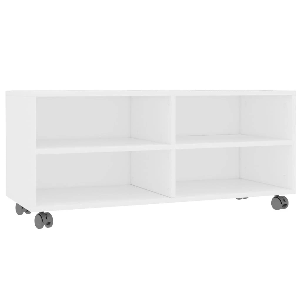 TV spintelė su ratukais, balta, 90x35x35cm, apdirbta mediena