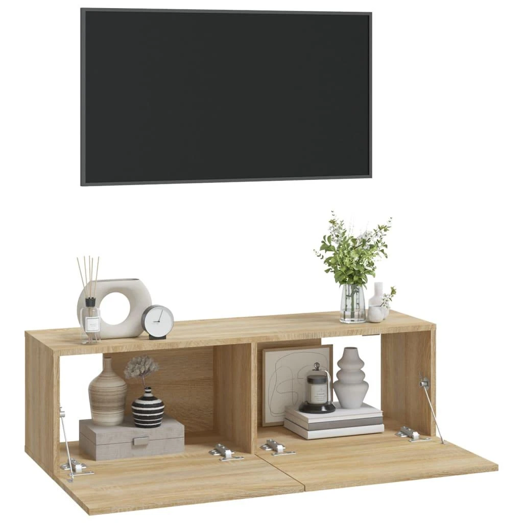 TV staliukas Sieninės TV spintelės, 2vnt., ąžuolo, 100x30x30cm, mediena