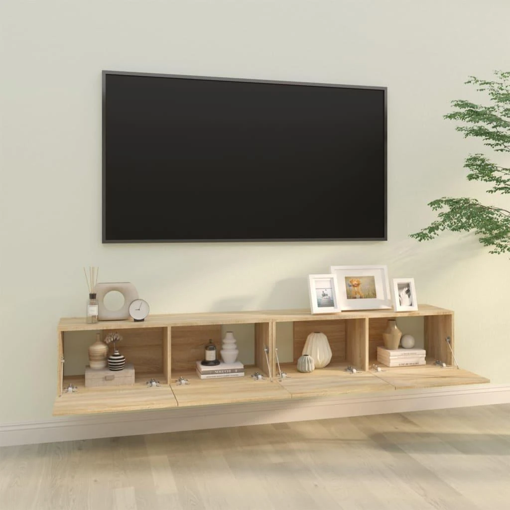 TV staliukas Sieninės TV spintelės, 2vnt., ąžuolo, 100x30x30cm, mediena