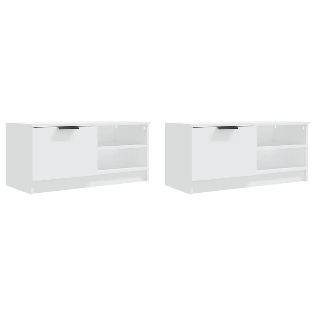 TV staliukas Televizoriaus spintelės, 2vnt., baltos, 80x35x36,5cm, mediena
