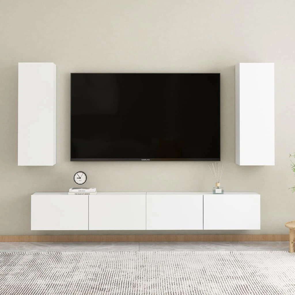 TV staliukas Televizoriaus spintelės, 2vnt., baltos, 30,5x30x90cm, mediena