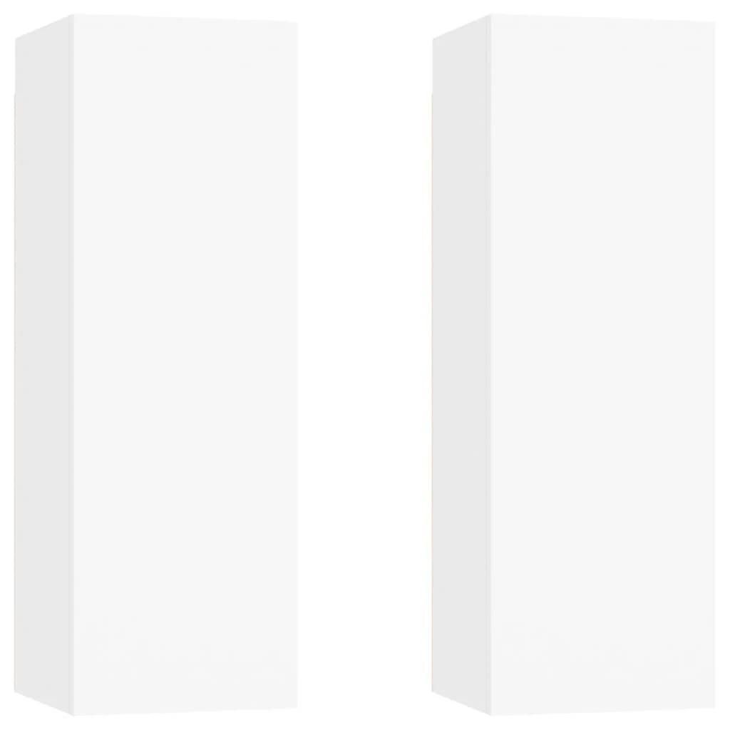 TV staliukas Televizoriaus spintelės, 2vnt., baltos, 30,5x30x90cm, mediena