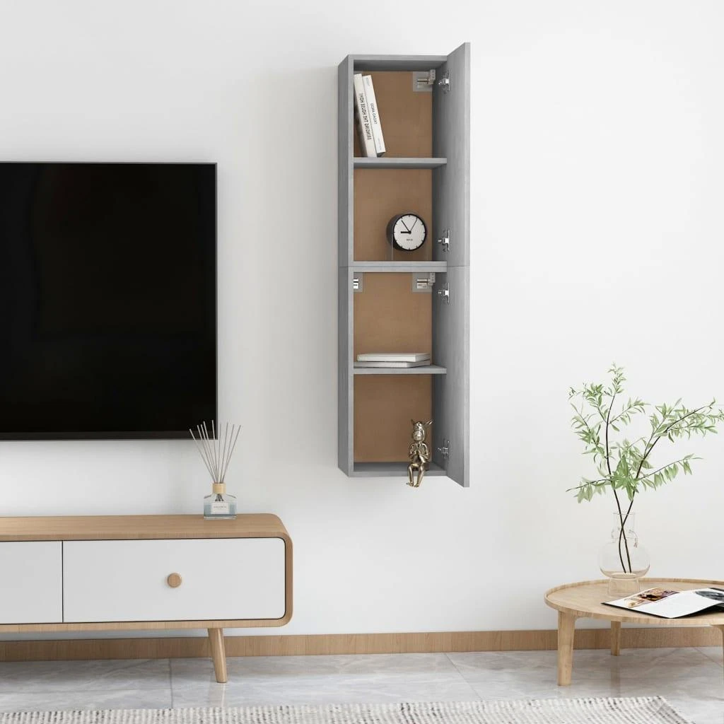 Televizoriaus spintelės, 2vnt., betono, 30,5x30x60cm, mediena