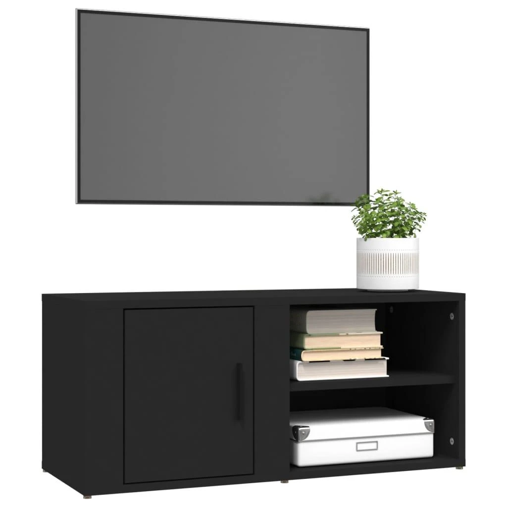TV staliukas Televizoriaus spintelės, 2vnt., juodos, 80x31,5x36cm, mediena