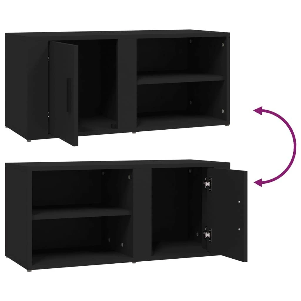TV staliukas Televizoriaus spintelės, 2vnt., juodos, 80x31,5x36cm, mediena