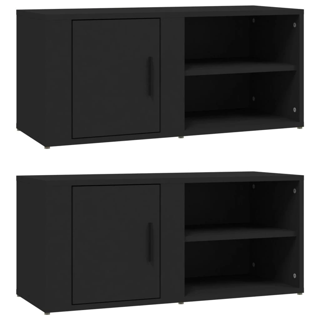 TV staliukas Televizoriaus spintelės, 2vnt., juodos, 80x31,5x36cm, mediena