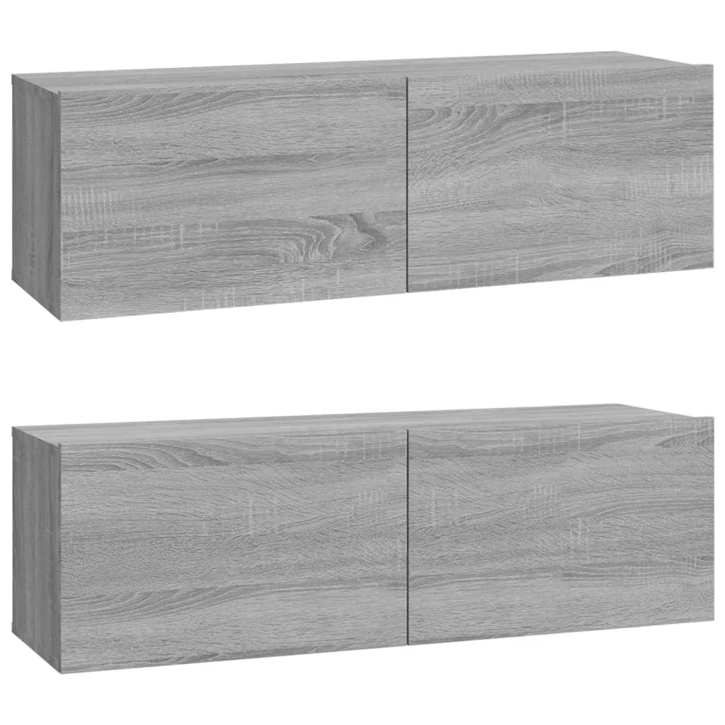 TV staliukas Televizoriaus spintelės, 2vnt., pilkos, 100x30x30cm, mediena