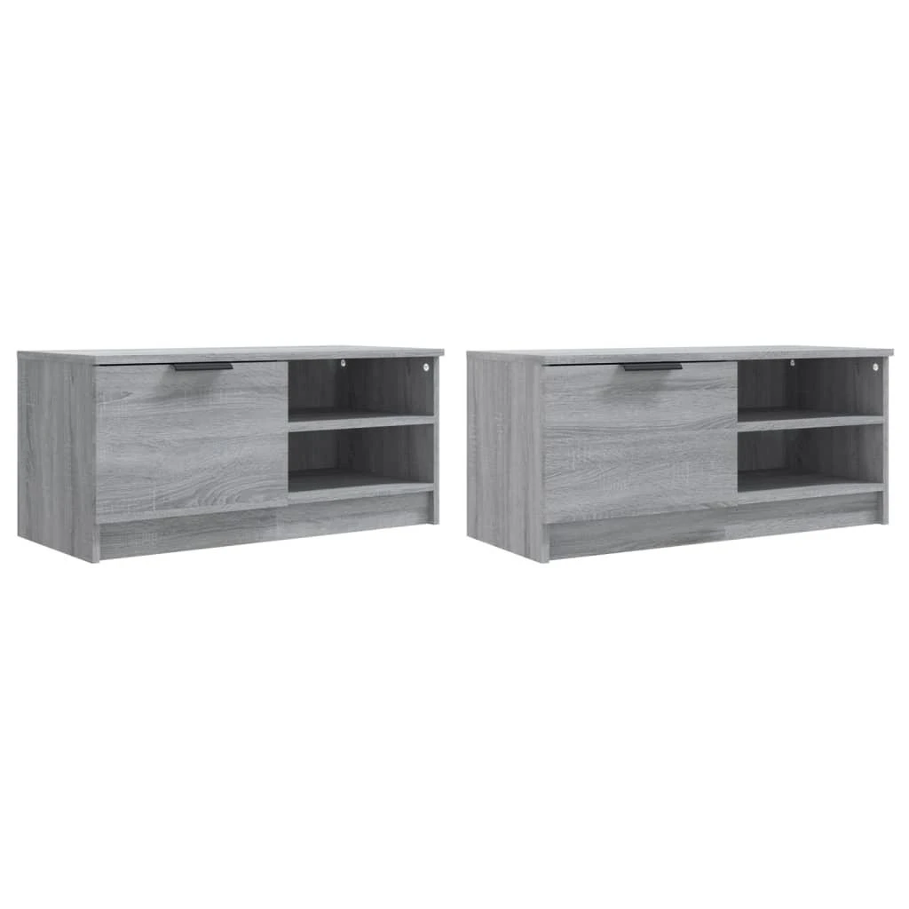 TV staliukas Televizoriaus spintelės, 2vnt., pilkos, 80x35x36,5cm, mediena