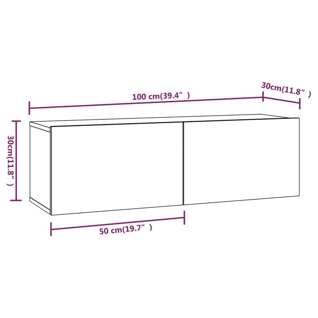 TV staliukas Televizoriaus spintelės, 2vnt., pilkos, 100x30x30cm, mediena