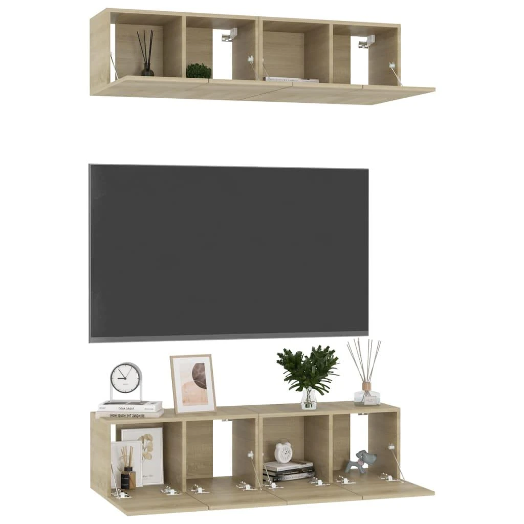 TV staliukas Televizoriaus spintelės, 4vnt., ąžuolo, 60x30x30cm, mediena