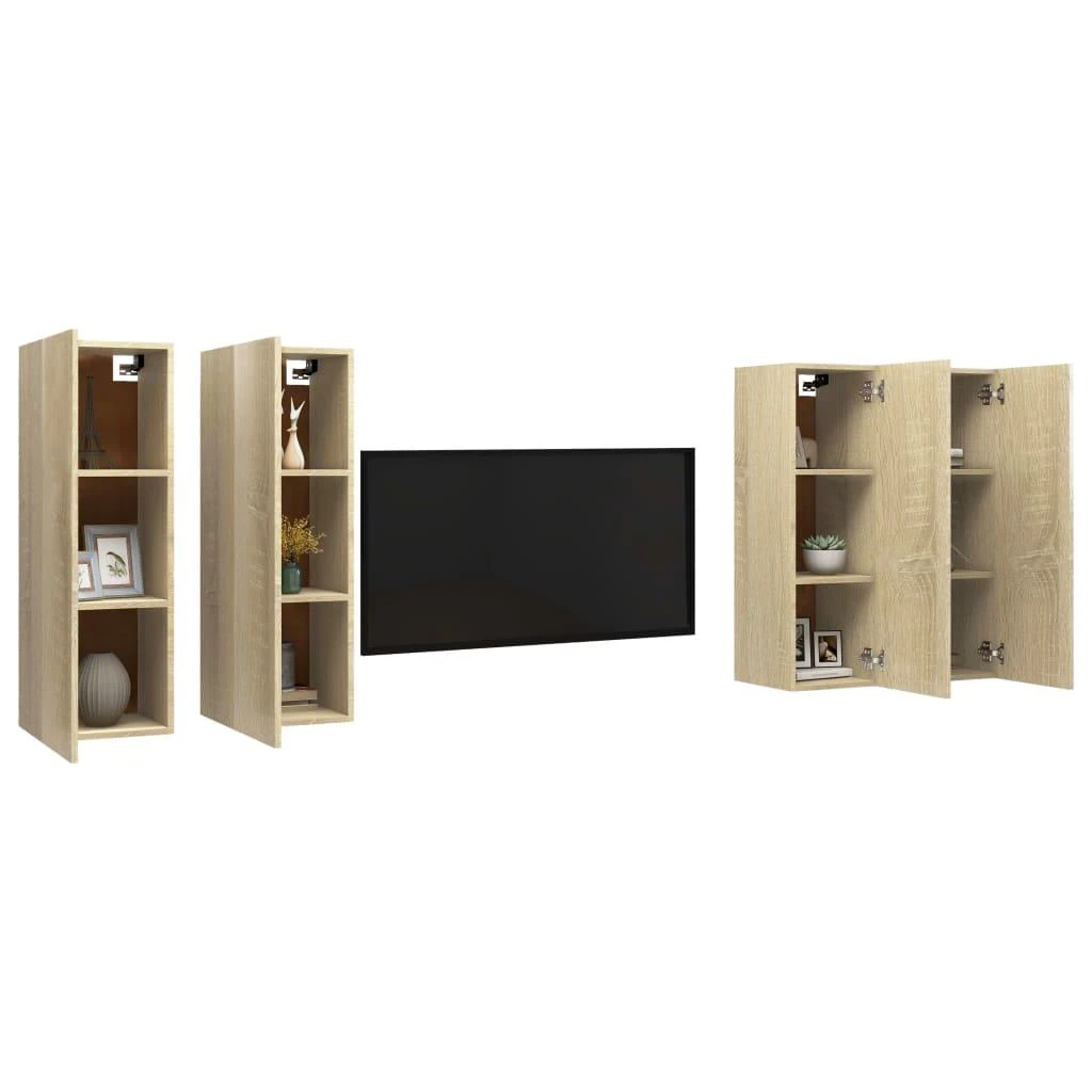 TV staliukas Televizoriaus spintelės, 4vnt., ąžuolo, 30,5x30x90cm, mediena