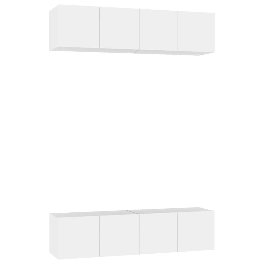 TV staliukas Televizoriaus spintelės, 4vnt., baltos, 60x30x30cm, mediena