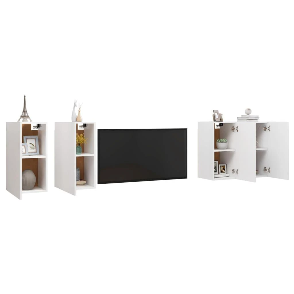 TV staliukas Televizoriaus spintelės, 4vnt., baltos, 30,5x30x60cm, mediena