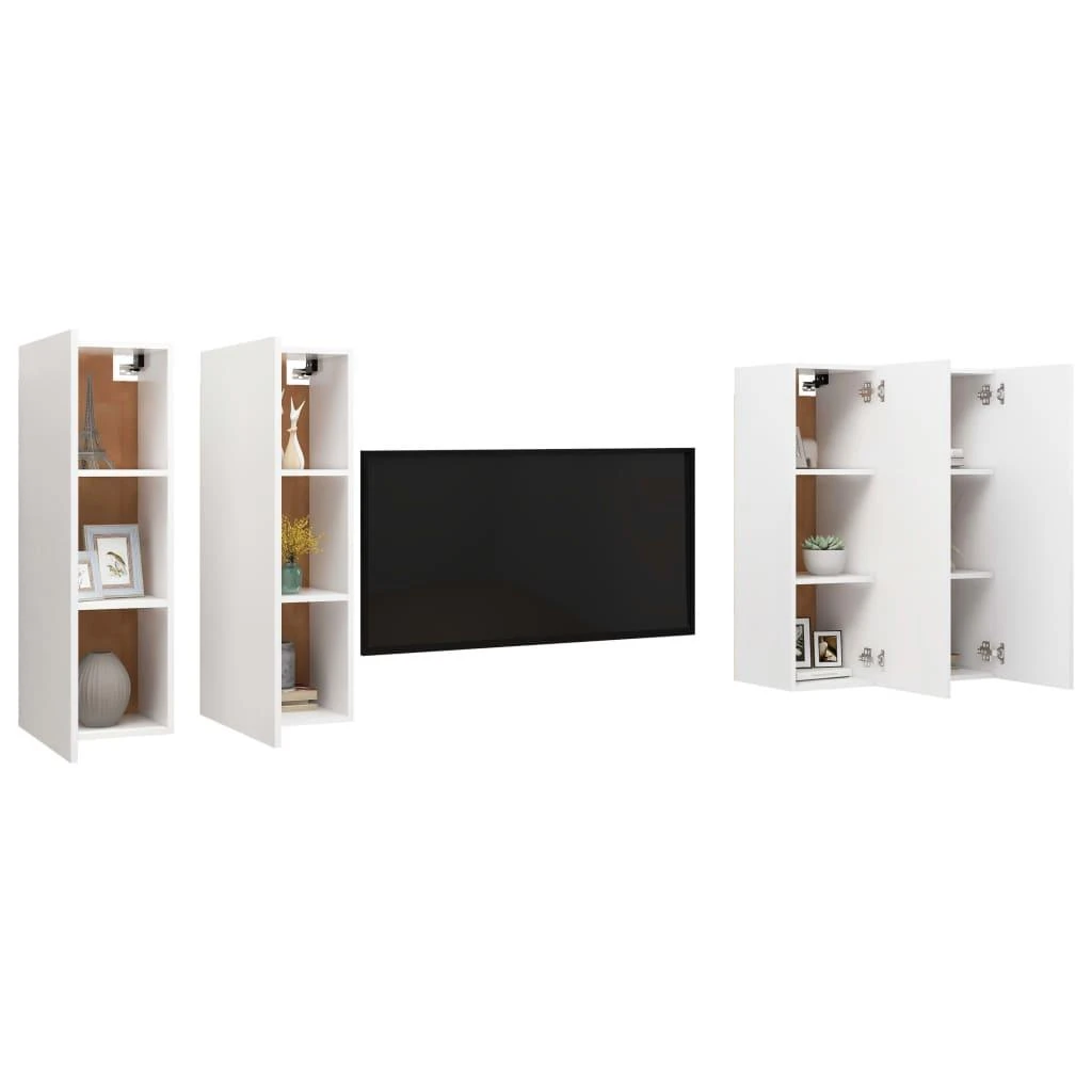 TV staliukas Televizoriaus spintelės, 4vnt., baltos, 30,5x30x90cm, mediena